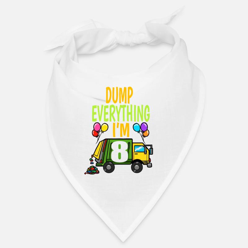 Müllwagen Geburtstag Kinder Junge 8. Geburtstag Party - Bandana - Weiß
