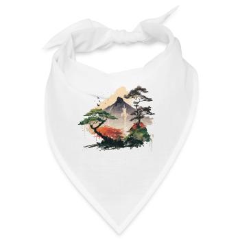 Asien Aquarellkunst - Bandana - Weiß - Vorne