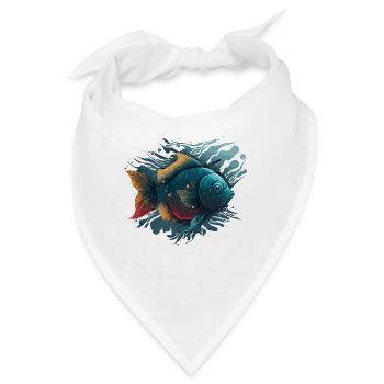 Fisch Illustration - Bandana - Weiß - Vorne
