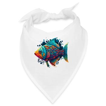Fisch Kunstwerk - Bandana - Weiß - Vorne