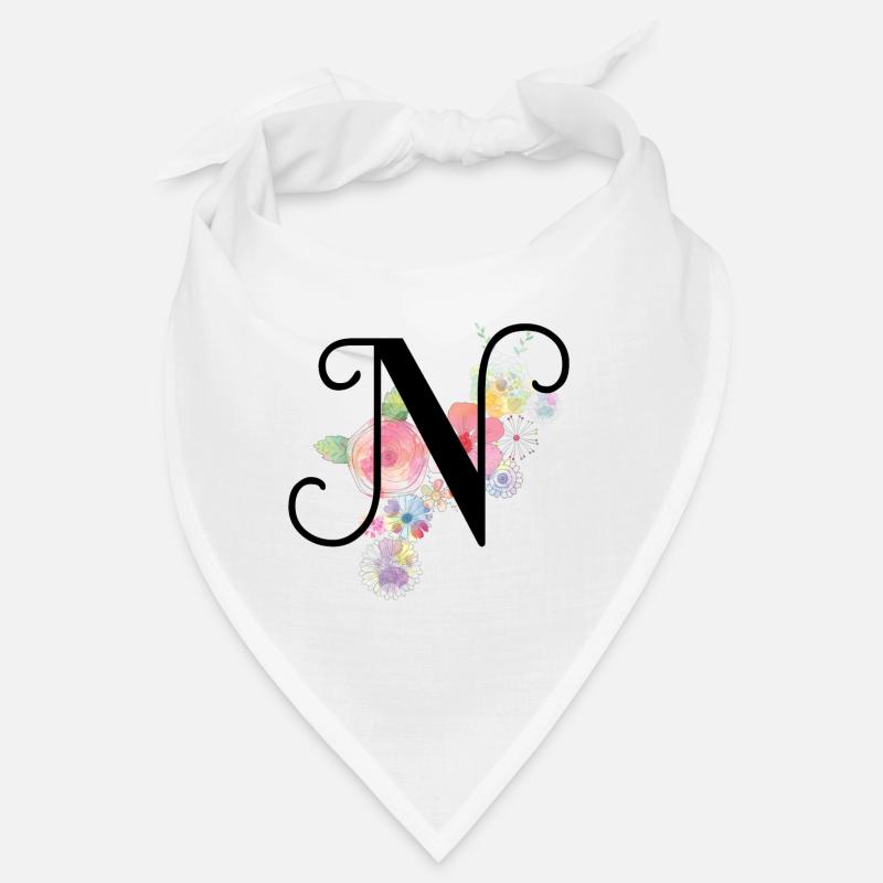 Monogramm Buchstabe N mit Pastellblüten Bandana