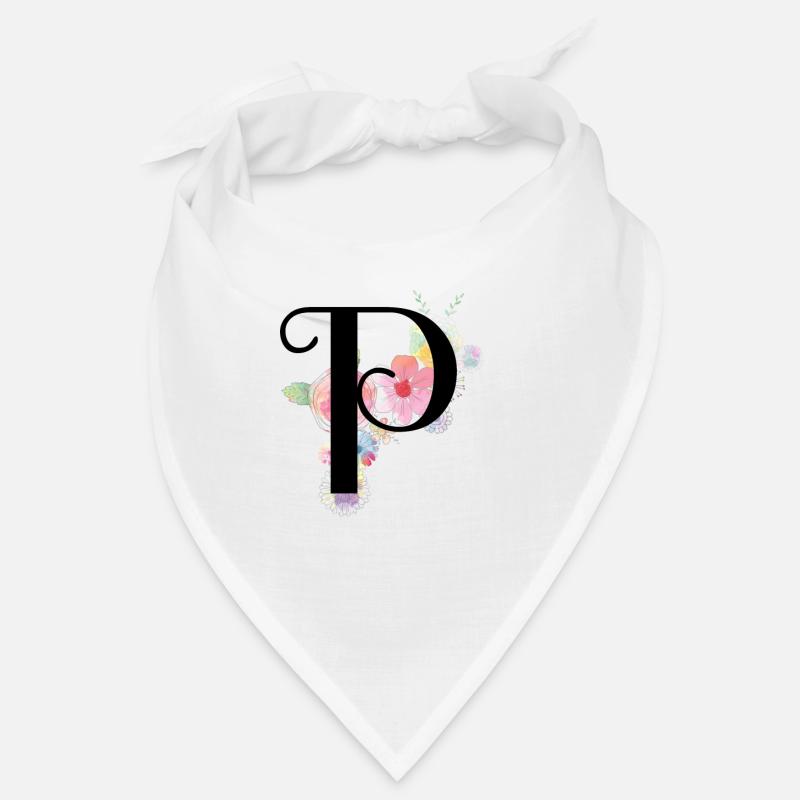Monogramm Buchstabe P mit Pastellblüten Bandana