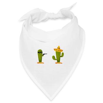 Lustige Motive Kaktus Überfall Mexiko Sombrero - Bandana - Weiß - Vorne