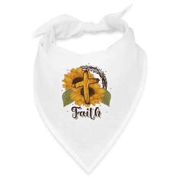 Religiöse Sonnenblumenkreuz christlicher Glaube - Bandana - Weiß - Vorne