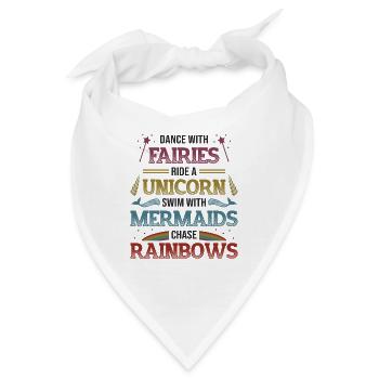 Feen Unicorns, Meerjungfrauen, Regenbogen. - Bandana - Weiß - Vorne