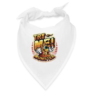 Versuchen Sie Mich! Monster Liebt Pizza - Bandana - Weiß - Vorne
