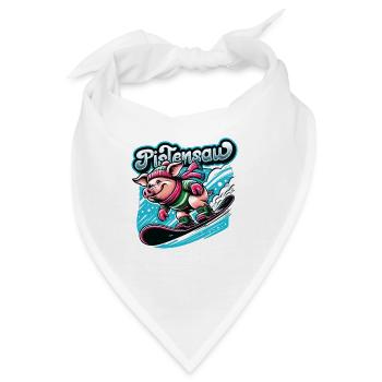 Snowborder Schwein Pistensau Après-ski - Bandana - Weiß - Vorne