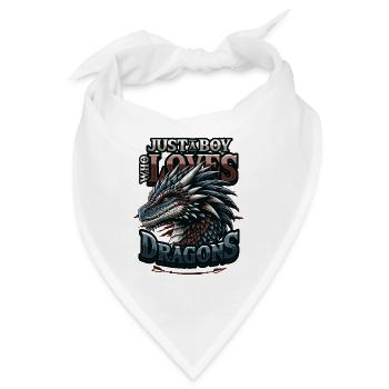 Nur Ein Junge, Der Drachen Liebt - Jungs Drachen - Bandana - Weiß - Vorne