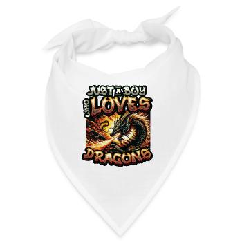 Nur Ein Junge, Der Drachen Liebt - Jungs Drachen - Bandana - Weiß - Vorne