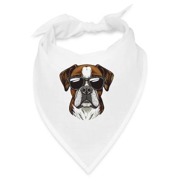 cooler Boxer Hund mit Sonnebrille - Bandana - Weiß - Vorne