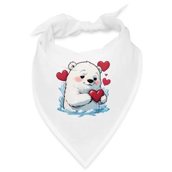 Verschenke diesen süßen Eisbären zum Valentinstag - Bandana - Weiß - Vorne