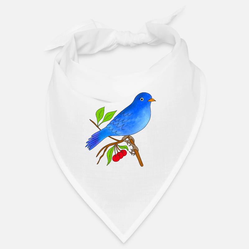 Blauer Vogel - Bandana - Weiß