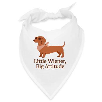 Dackel – Little Wiener Big Attitude Design - Bandana - Weiß - Vorne