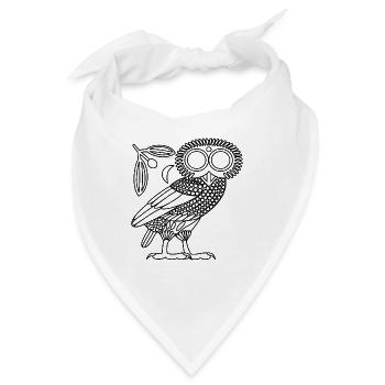 Eule der Athene [Black Outline + Wreath & Crescent] - Bandana - Weiß - Vorne