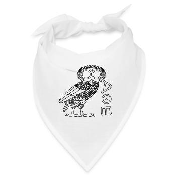 Eule der Athene [Black Outline + Ethnicon] - Bandana - Weiß - Vorne