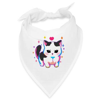 Düstere Katze - Bandana - Weiß - Vorne