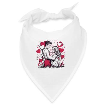 Ewige Umarmung - Romantisches Paar Rote Liebesherzen - Bandana - Weiß - Vorne