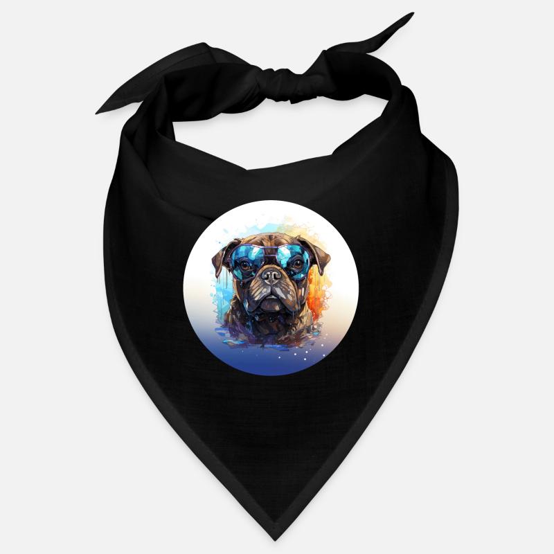 Mops mit Sonnenbrille Bandana