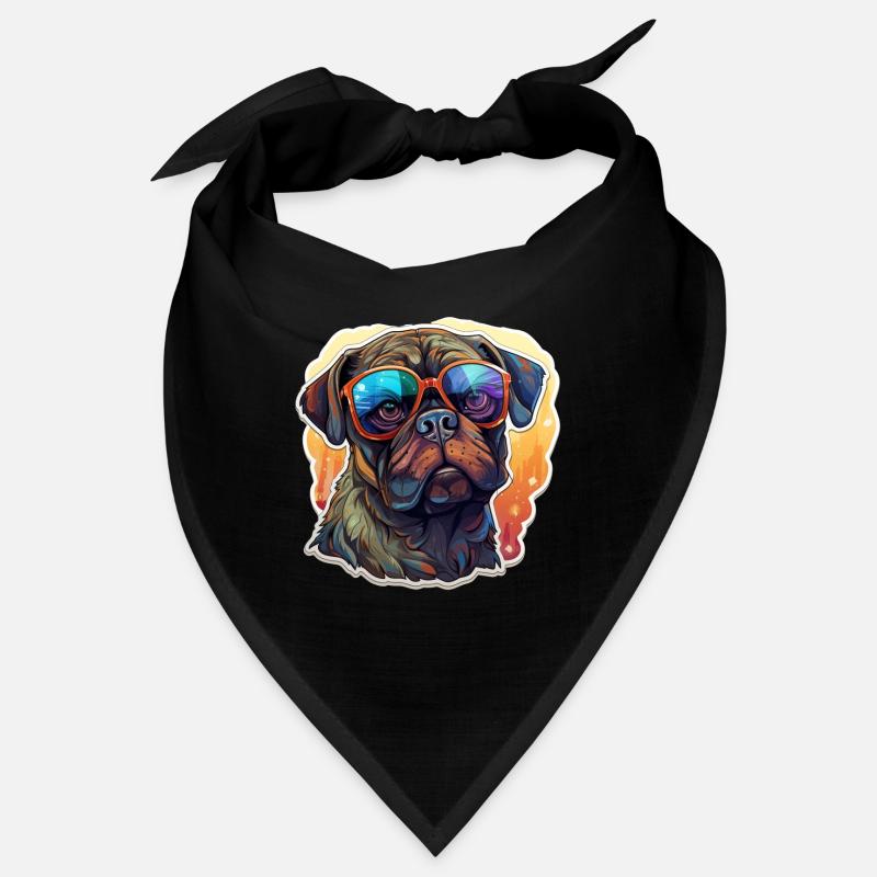 Mops Retro Farben vintage mit Sonnenbrille Bandana