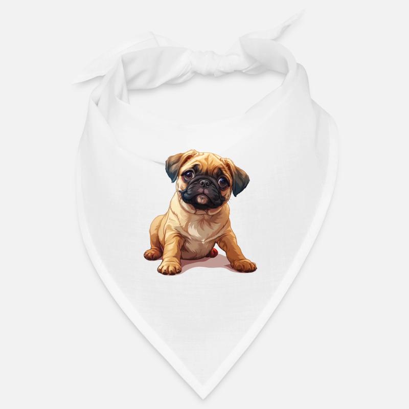 Chiot carlin assis Bandana