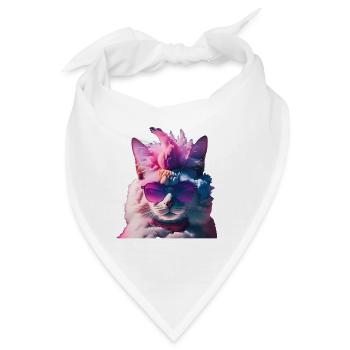 Punkrock Katzenshirt Irokese Geschenkidee Geschenk - Bandana - Weiß - Vorne