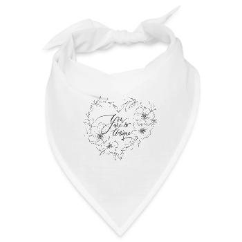 Herz mit Blumen und Liebeserklärung - Bandana - Weiß - Vorne