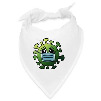 Virus mit Mundschutz Witzige Corona Grafik - Bandana - Weiß - Vorne