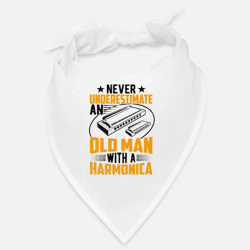 Old Man With A Harmonica Bandana