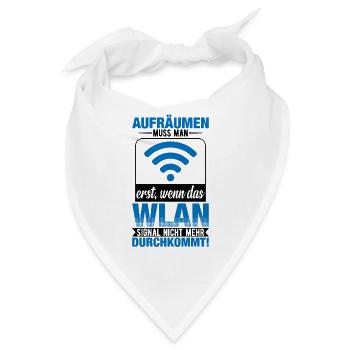 Aufräumen Muss Man Erst Wenn Das Wlan - Bandana - Weiß - Vorne