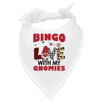 Bingo Liebe Mit Meinen Gnomies Buffalo Plaid Bingo - Bandana - Weiß - Vorne