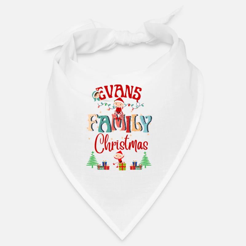 Conception de célébration de Noël de la famille Evans - Bandana - blanc