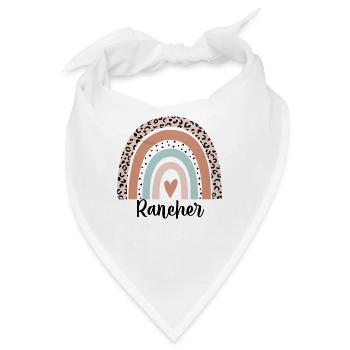Rancher Regenbogen Leopard Lustiges Rancher Geschenk - Bandana - Weiß - Vorne