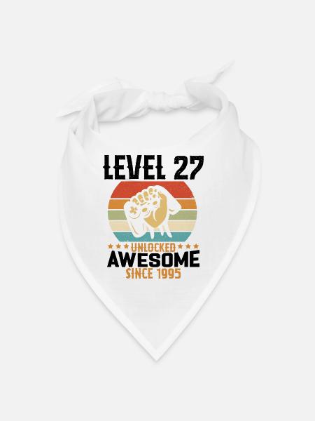 Level 27 Year Unlocked Gaming Birthday Gift - Bandana - white - Front