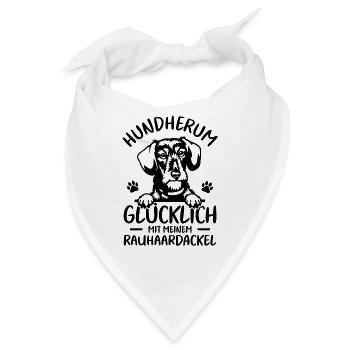Teckel Dachshund Glücklich mit Rauhaardackel - Bandana - Weiß - Vorne
