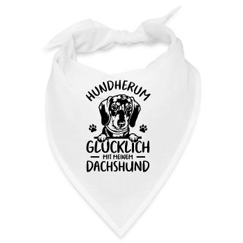 Dackel Teckel Glücklich mit meinem Dachshund - Bandana - Weiß - Vorne