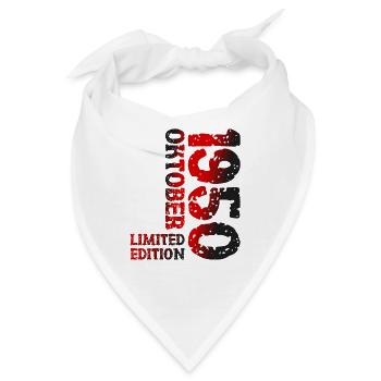 1950 Oktober Limited Edition 73. Geburtstag Deko - Bandana - Weiß - Vorne