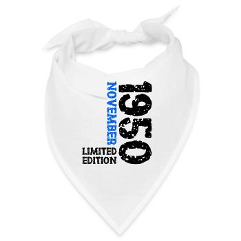 1950 November Limited Edition 73. Geburtstag Deko - Bandana - Weiß - Vorne