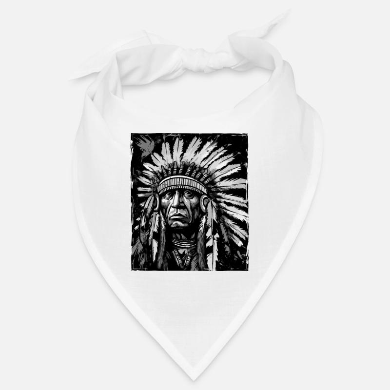 Crâne de chef indien Apache - Bandana - blanc