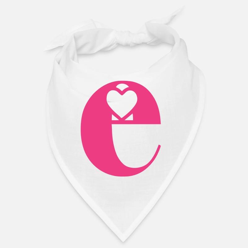 Letter e Initial Letter with Heart Bandana