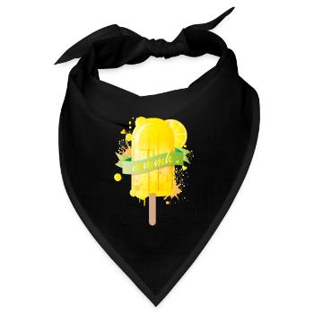 Zitronengelbes leckeres Eis im Graffiti Stil - Bandana Dreieckstuch - Schwarz - Vorne