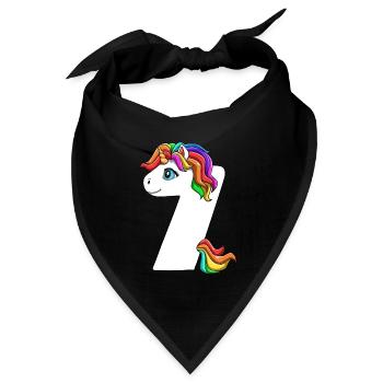 Siebter Geburtstag Einhorn 7 Jahre alt Junge - Bandana Dreieckstuch - Schwarz - Vorne
