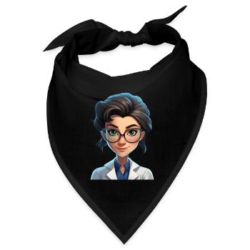 Portrait einer jungen Frau im Cartoon Stil - Bandana Dreieckstuch - Schwarz - Vorne