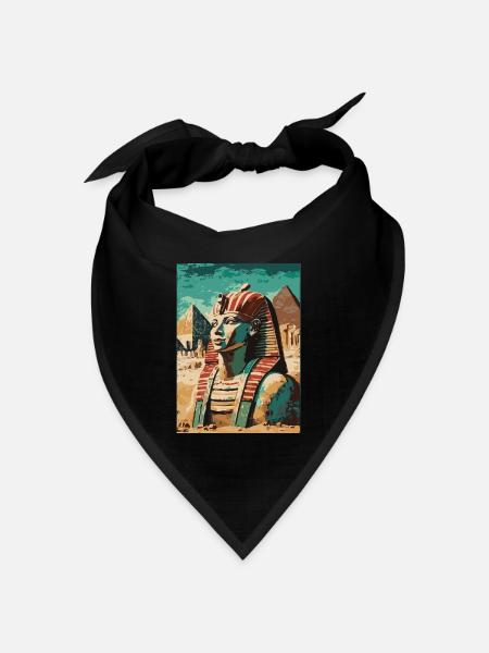 Pharao vor Pyramiden - Bandana Dreieckstuch - Schwarz