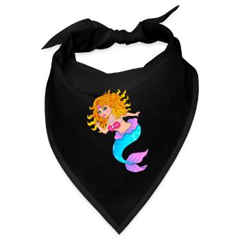 Meerjungfrau - Bandana Dreieckstuch - Schwarz - Vorne