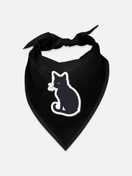 Katze Silhouette - Bandana Dreieckstuch - Schwarz