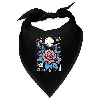 Kosmische Rose - Bandana Dreieckstuch - Schwarz - Vorne