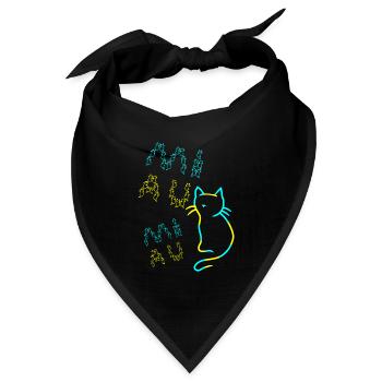 80er 90er Retro Katzen Katze Vintage - Bandana Dreieckstuch - Schwarz - Vorne