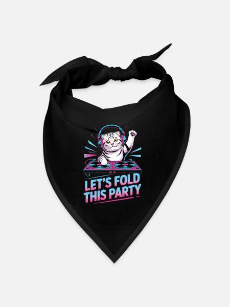 DJ Humor Tier Schottisch Fold Chat - Bandana Dreieckstuch - Schwarz