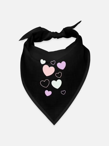 Herz pastell Muster Herzmuster Geschenk Herz  - Bandana Dreieckstuch - Schwarz
