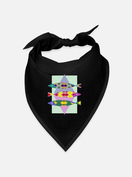 Fisch - Bandana Dreieckstuch - Schwarz